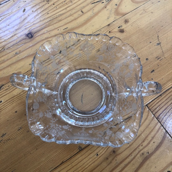 Vintage  Etched Glass Clear Depression - Picture 1 of 10